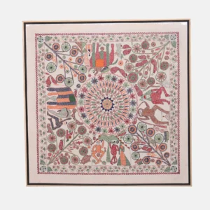 Multicolour Flower Motif Nakshi Kantha Wall Hanging Tapestry (33.5 inch)