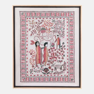 Off White Nakshi Kantha Embroidered Cotton Wall Hanging