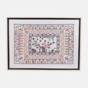 Off White Nakshi Kantha Embroidered Cotton Wall Hanging