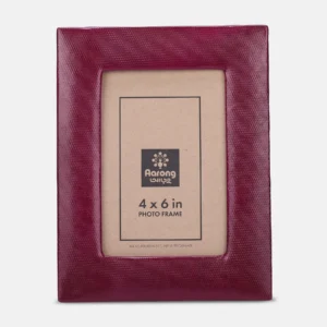 Burgundy Embossed Genuine Leather Photo Frame