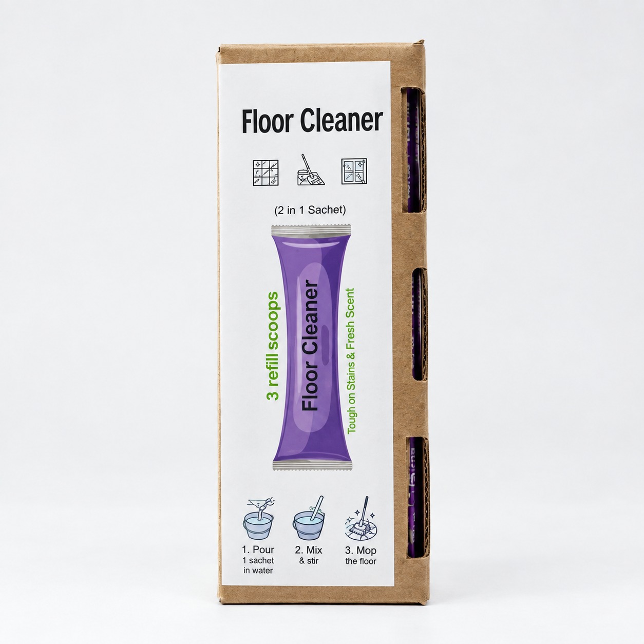 3 Water Soluble Plastic Free Cleaning Sachets - Floor