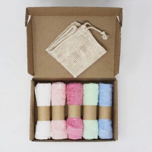 5 Pack Reusable Bamboo Cotton Cleaning Cloths with Mesh Bag