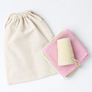 5 Pack Bamboo Cleaning Cloths with Reusable Bag- All from Natural Fabric