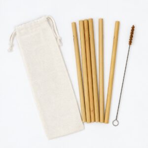 Bamboo Reusable Drinking Straws Pack of 6