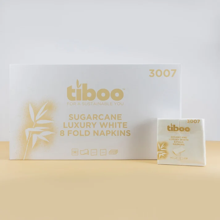 Sugarcane 2ply White Luncheon Napkins 33cm x 33cm 8 Fold 20x100