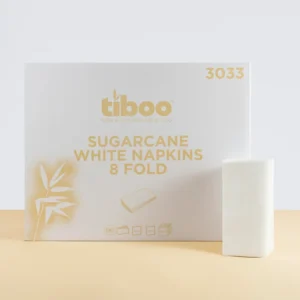 Sugarcane 3ply White Dinner Napkins 40cm x 40cm 8 Fold 10x100