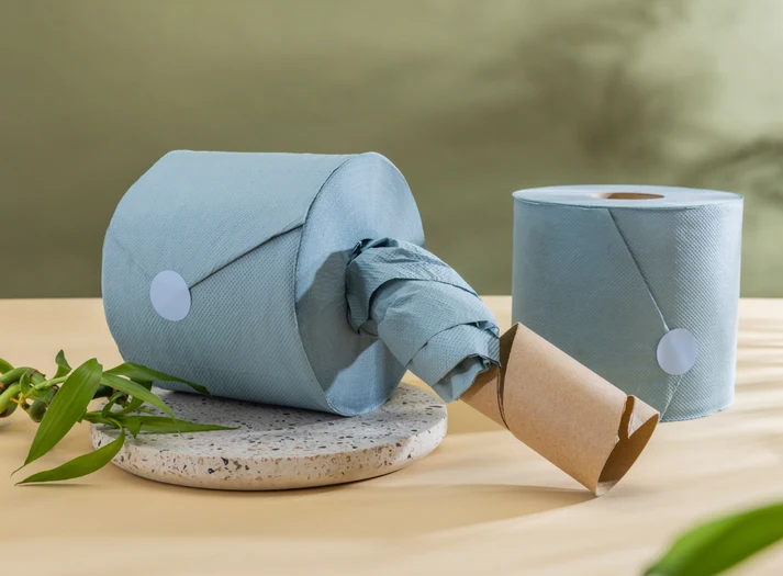 Premium Recycled Blue Centrefeed Rolls 2Ply 8x150 Mtr