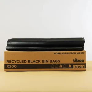 90 Ltr 17kg Heavy Duty Recycled Black Bin Bags x 200