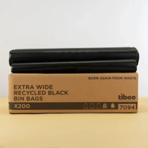 110 Ltr 22kg+ Super Heavy Duty & Extra Wide Recycled Black Bin Bags x 200