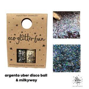 Biodegradable cosmetic glitter 2pcs Argento Uber Disco Ball & Milkyway