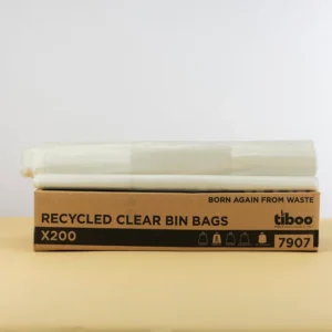 90 Ltr 8kg Medium Duty Recycled Clear Bin Bags x 200
