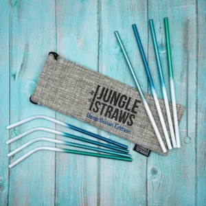 Ocean Themed Reusable Metal Straws - Set of 8