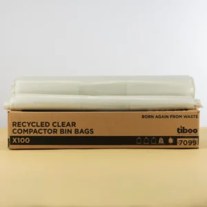 140 Ltr 15kg Heavy Duty Recycled Clear Compactor Bags x 200