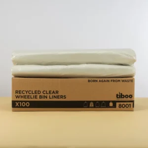 240 Ltr Medium Duty Recycled Clear Wheelie Bin Liners x 100