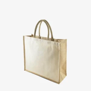 Kelaa Heavy Duty Canvas Tote Bag with Jute Gussets | Reusable & Brandable