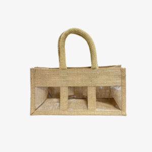 3 Jar Jute Bag with Soft Cord Handles